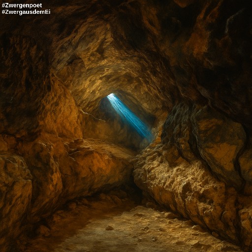 In eine natürliche H&ouml;hle fällt ein Lichtschein, der an das Blau des Himmels erinnert.