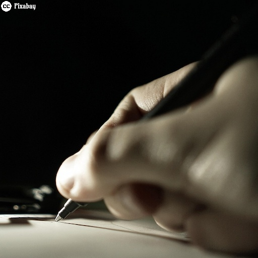 Eine Hand, die mit einem Stift auf ein Blatt Papier schreibt. Bild von Florian Pircher auf Pixabay.